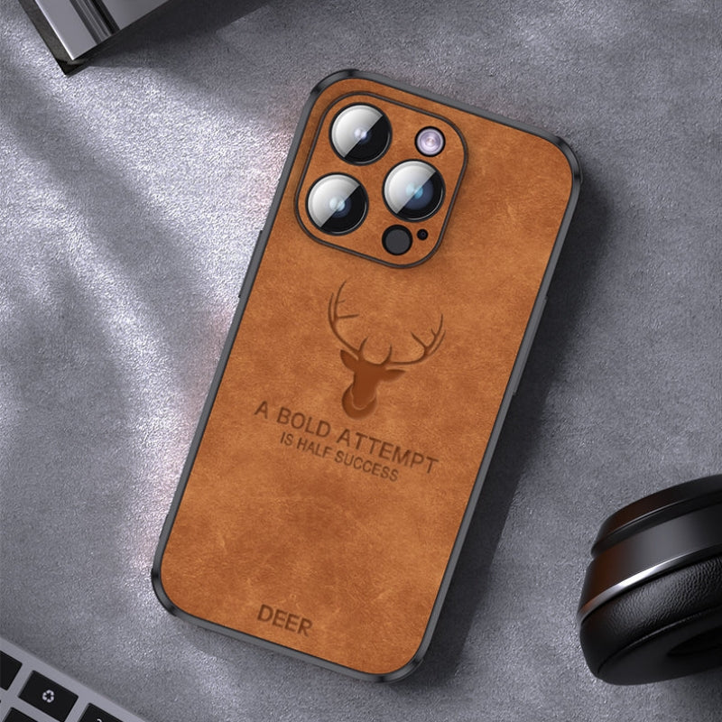 Genuine Suede iPhone Case with Camera Protection & Shock-Absorbing Silicone Liner for iPhone 12-17 | Thomler