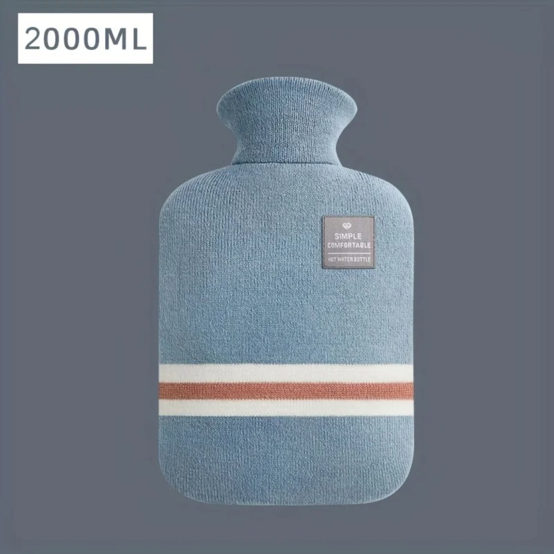 Hot Water Bottle with Knit Cover – 34 fl oz Cozy Heat Therapy for Winter Warmth, Cramps & Muscle Relief | Thomler