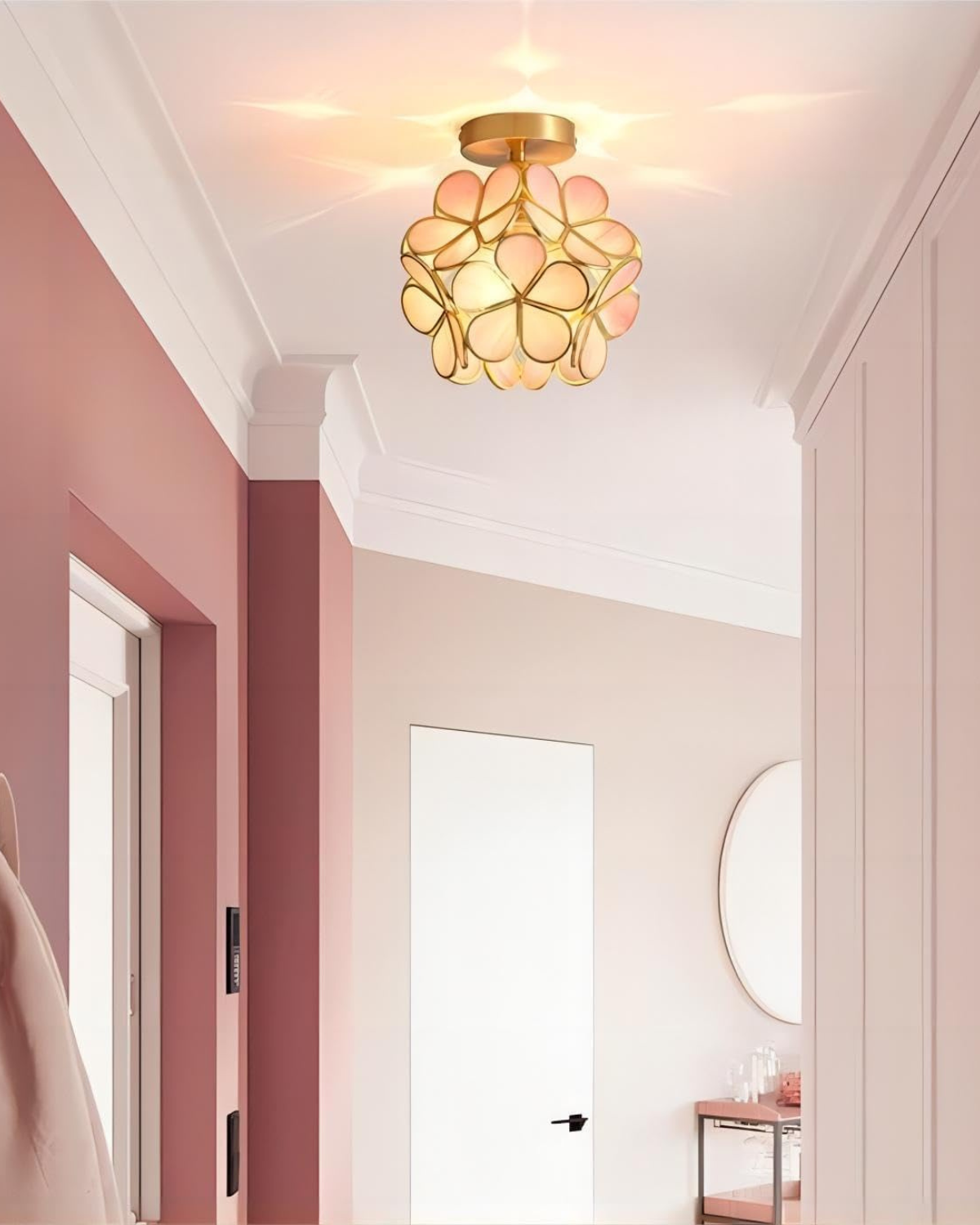 Ceiling Lamp Acrylic 20.0 cm (7.9") Gold Hallway Bedroom LED Floral Flush Mount Light Fixture | Thomler