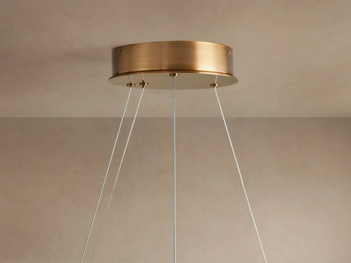 Round Alabaster LED Chandelier with Steel Cables for Dining Room, 36 or 48 Inch | Thomler