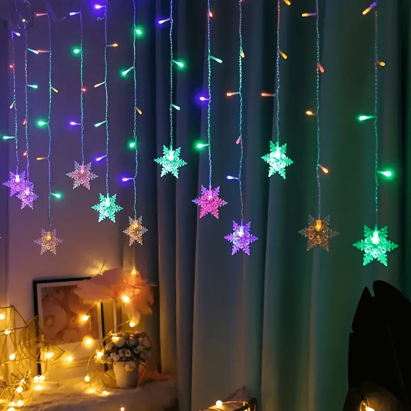 Snowflake String Lights | USB-Powered Holiday Decor with Multi-Color Glow | 13 ft Festive Strand for Christmas Tree, Window & Banister | Thomler