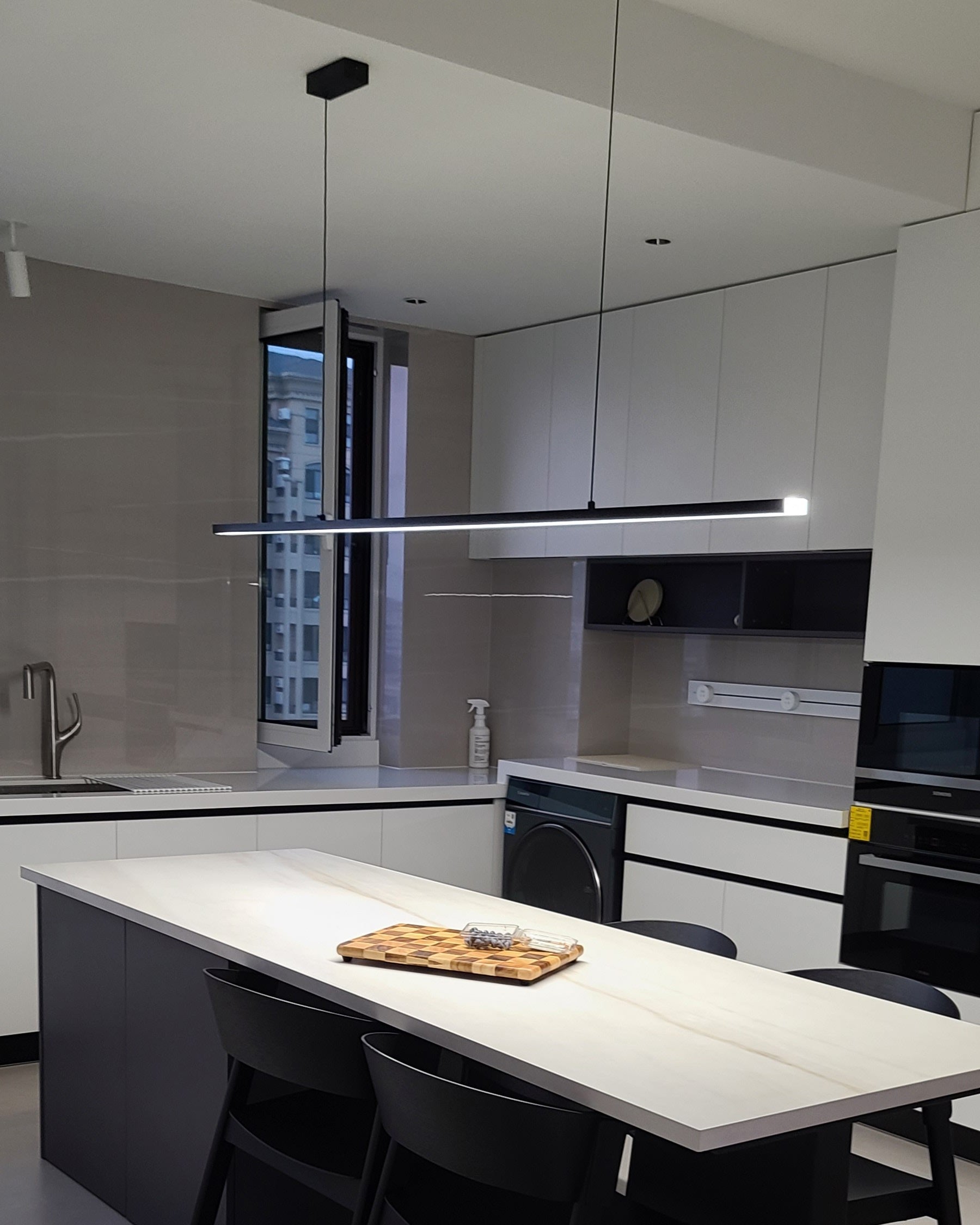 Linear Pendant Light Metal 39 in Adjustable Kitchen Island LED Warm White 3000K-6000K Modern Dining Room Hanging Lamp | Thomler