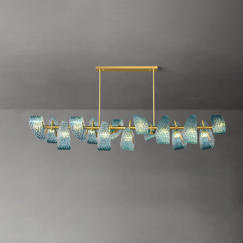 Chandelier Art Glass 19 Lights 95W Blue Peacock Dining Room Living Room Statement Lighting | Thomler