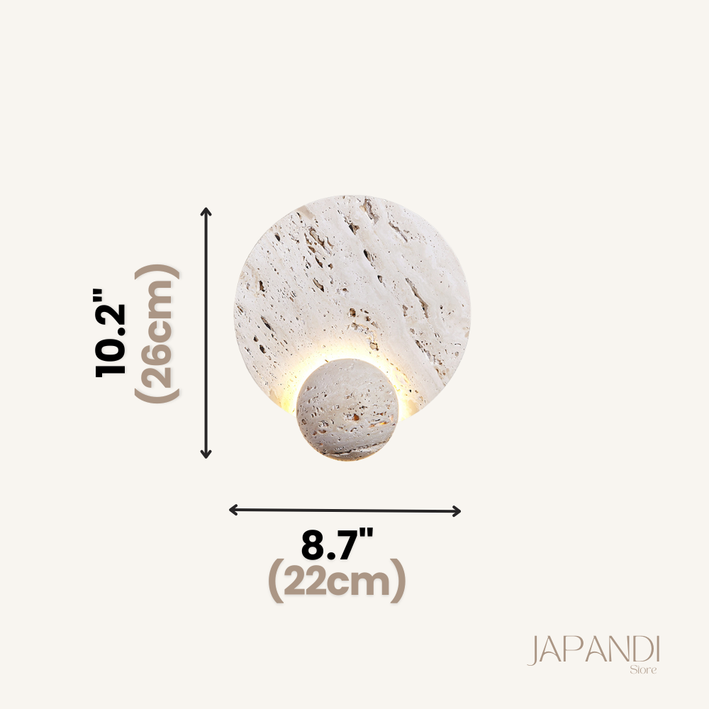 Wall Lamp Travertine Eclipse Design Natural Beige Bedroom Living Room Ambient Lighting Fixture | Thomler