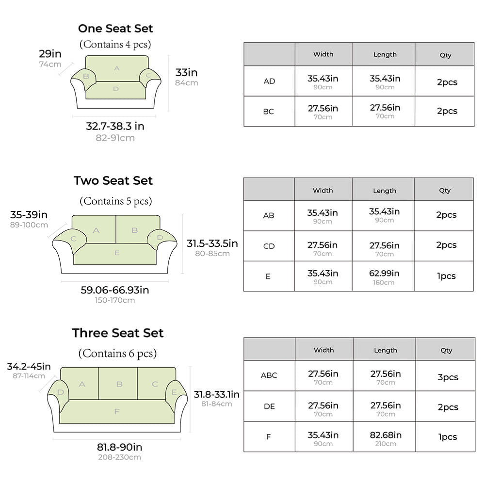 Plaid Cotton Furniture Protector Pad Set | Breathable Non-Slip Couch Cushion Cover for Sofa Seat Protection | Pet-Friendly Machine | Thomler