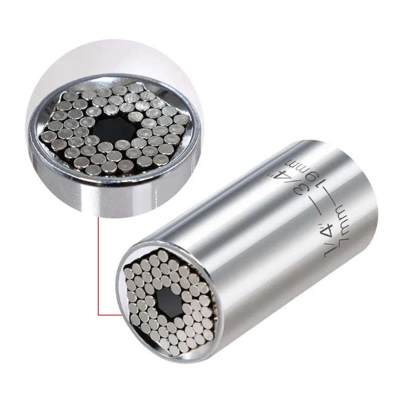 Self-Adjusting Multi-Grip Socket Tool for Bolts, Nuts & Fasteners in Metric & SAE Sizes | Fits 1/4 to 3/4 Inch Hardware | Thomler