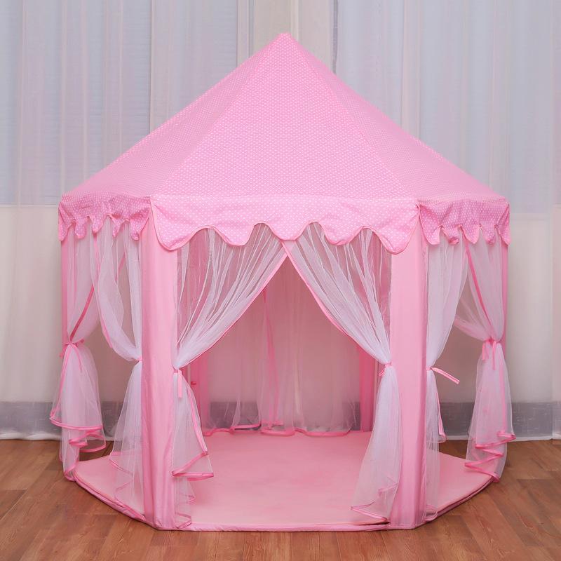 Kids Pop-Up Play Tent Castle Playhouse for Indoor Outdoor Pretend Play Girls Boys Garden Backyard Hideaway with Floor Mat 55 Inches | Thomler