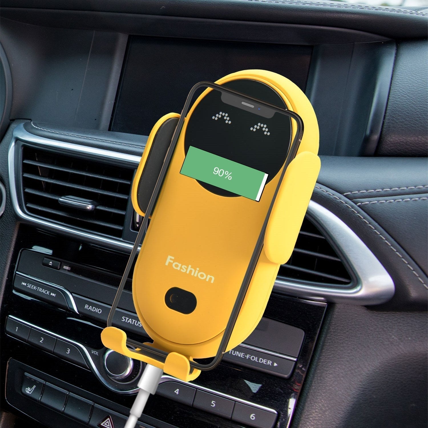 Automatic Qi-Enabled Vehicle Mounting Charger with Adjustable Grip for iPhone & Android Dashboard or Vent | Thomler