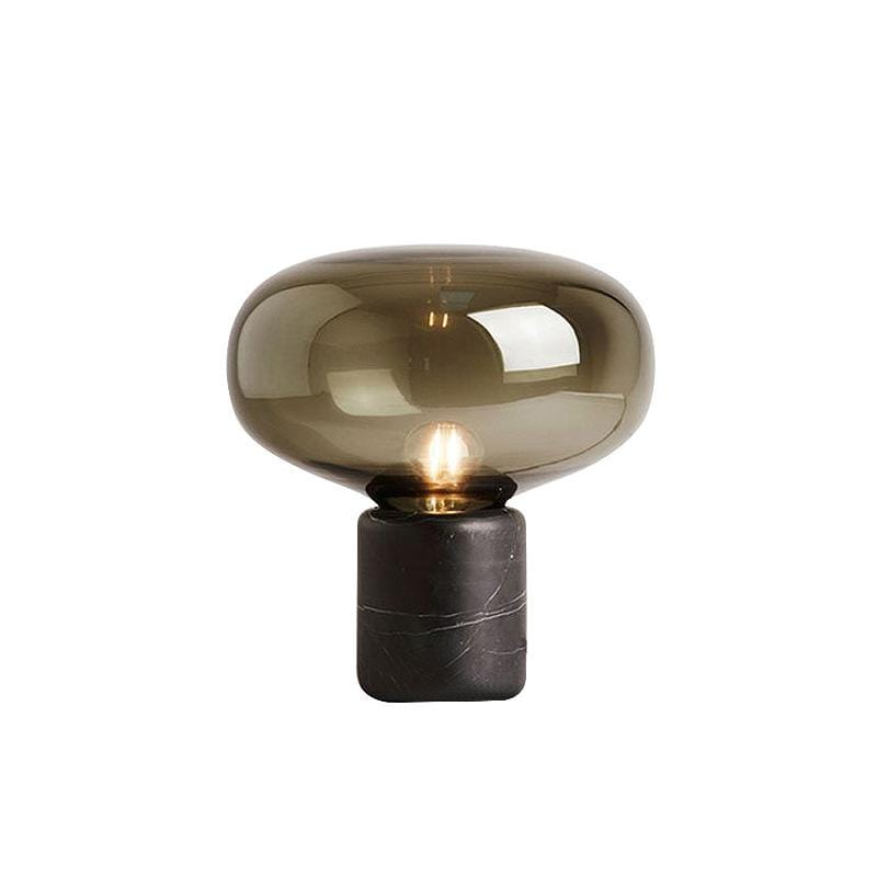 Stone & Glass Table Lamp with Hand-Blown Tinted Shade for Bedroom Nightstand & Living Room Accent Lighting | Modern Elegant Desk Lamp | Thomler