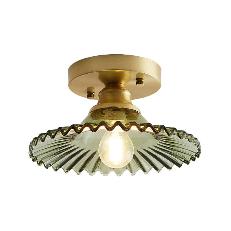 Ribbed Glass Ceiling Light Fixture 8.5-Inch Single-Bulb Semi-Flush Mount for Kitchen Dining Room Bedroom Hallway Entryway | Thomler