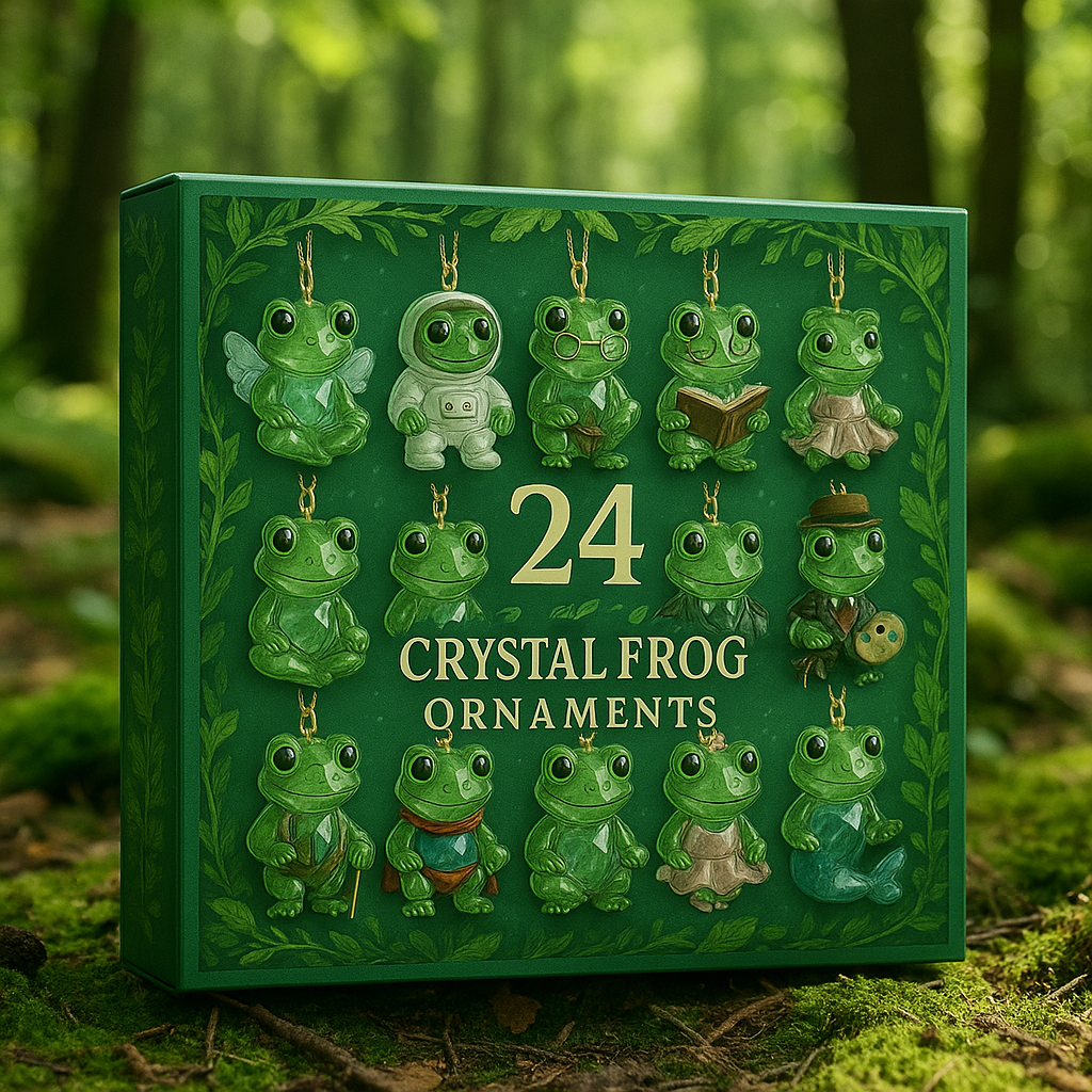 Crystal Frog Ornament Advent Calendar – 24 Miniature Collectible Charms for Christmas Countdown & Year-Round Display | Thomler