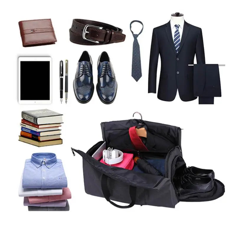 Convertible Garment Duffel Bag with Shoe Compartment for Business Travel & Weekends, Hanging Suit Carrier | Thomler