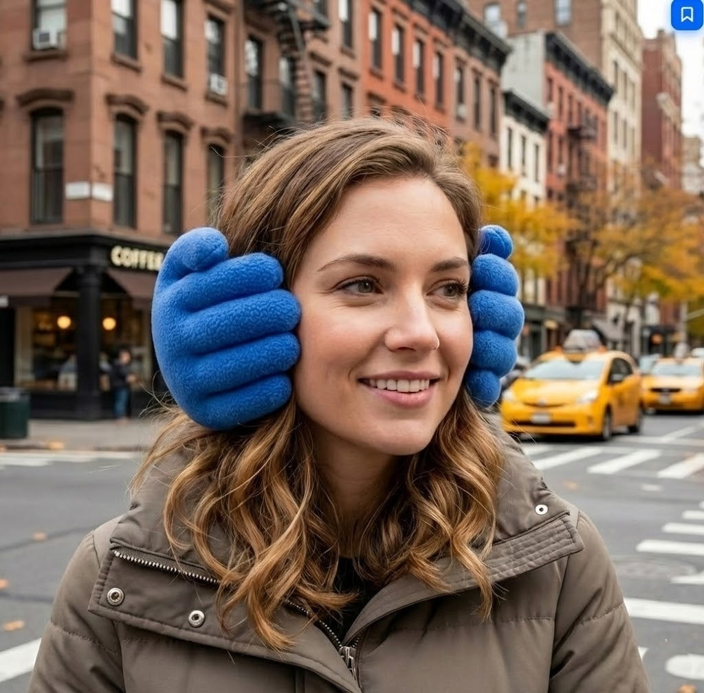 Plush Hand-Shaped Ear Warmers – Cozy Padded Earmuffs for Cold Weather | Winter Headband Accessory for Men & Women | Soft Cotton Ear Covers | Thomler