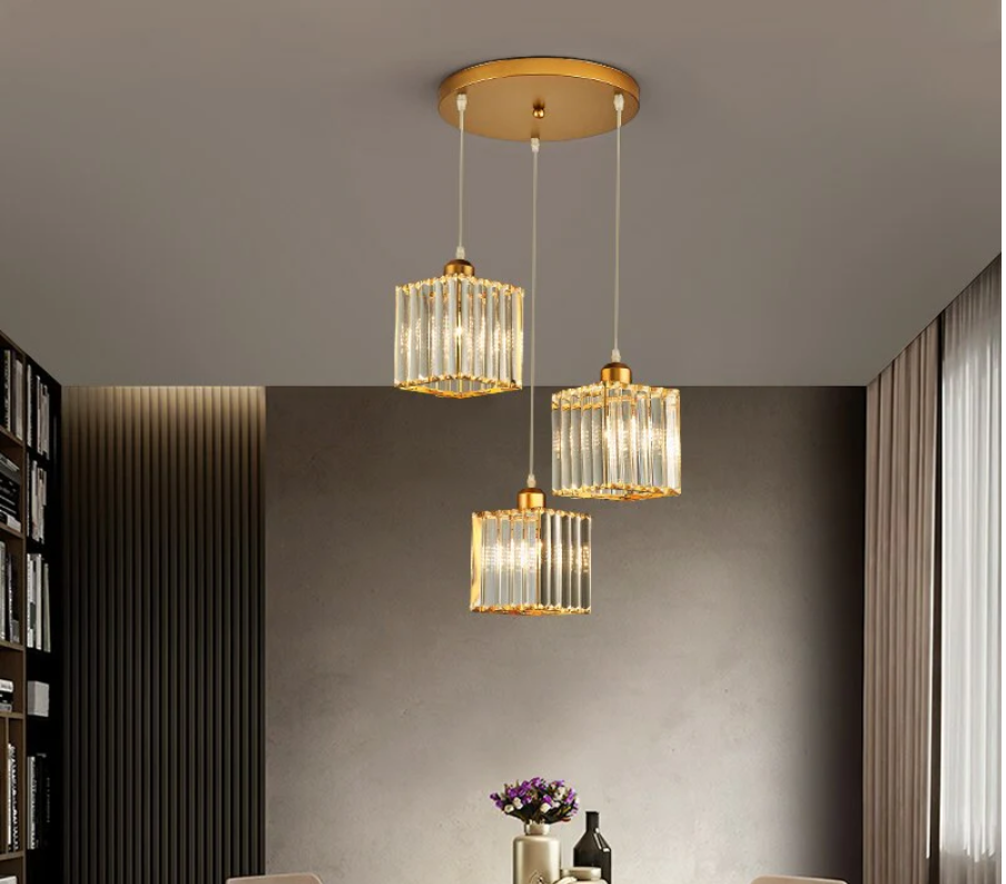 Cylindrical Glass Hanging Fixture with Metal Hardware for Dining Room & Bedroom | Thomler