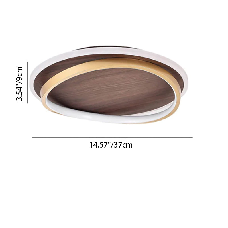 Scandinavian Wood Accent LED Ceiling Light Flush Mount Indoor • Modern Minimalist Design for Bedroom Living Room • Integrated High Lumen | Thomler