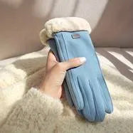 Women's Fleece-Lined Winter Gloves with Faux Fur Cuffs & Heart Accent – Windproof Cold Weather Mittens for Ladies | Thomler