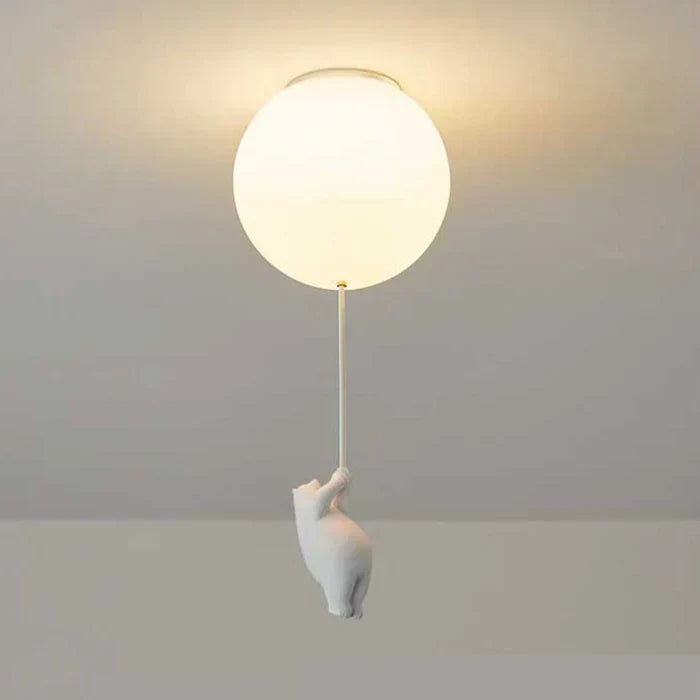 Kids Ceiling Light Nursery Bear Balloon Pendant LED Lamp Bedroom Playroom Decor Warm White Glow Animal Theme Hanging Fixture | Thomler
