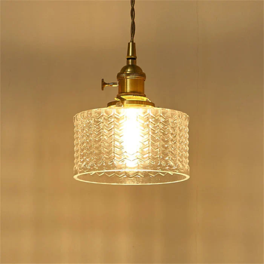 Pendant Light Ribbed Glass E27 Green Adjustable 150.0 cm Dining Room Kitchen Island Hanging Ceiling Lamp | Thomler