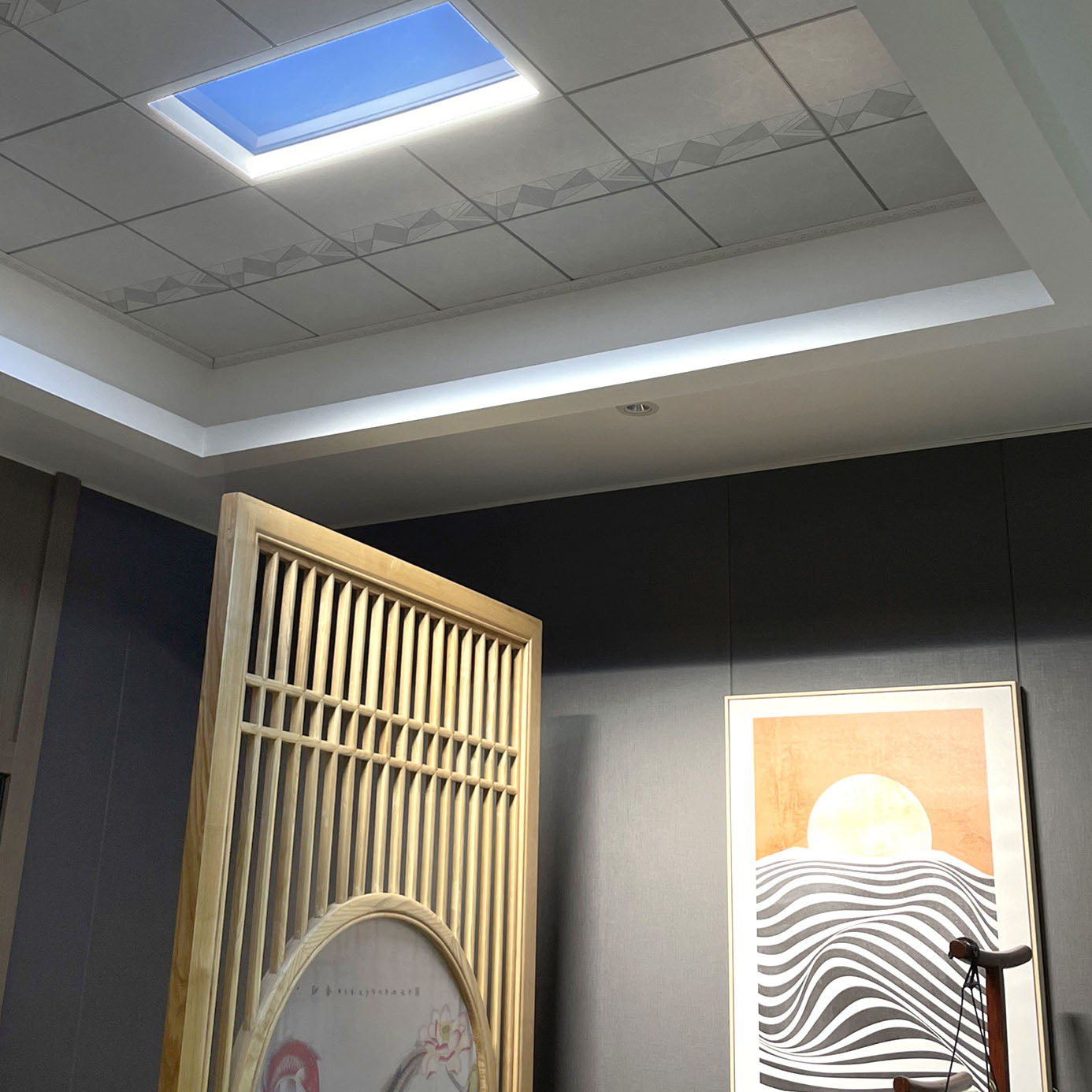 Ceiling Lamp Metal LED 60.0 cm x 30.0 cm Daylight Simulation Living Room Bedroom Recessed Smart Skylight Light | Thomler