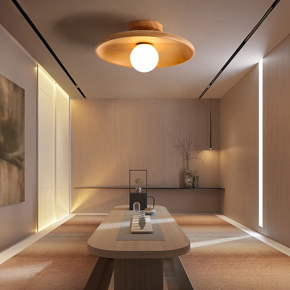 Ceiling Light Wood LED 15.0 cm Warm Light Living Room Bedroom Hallway Soft Ambient Lighting | Thomler