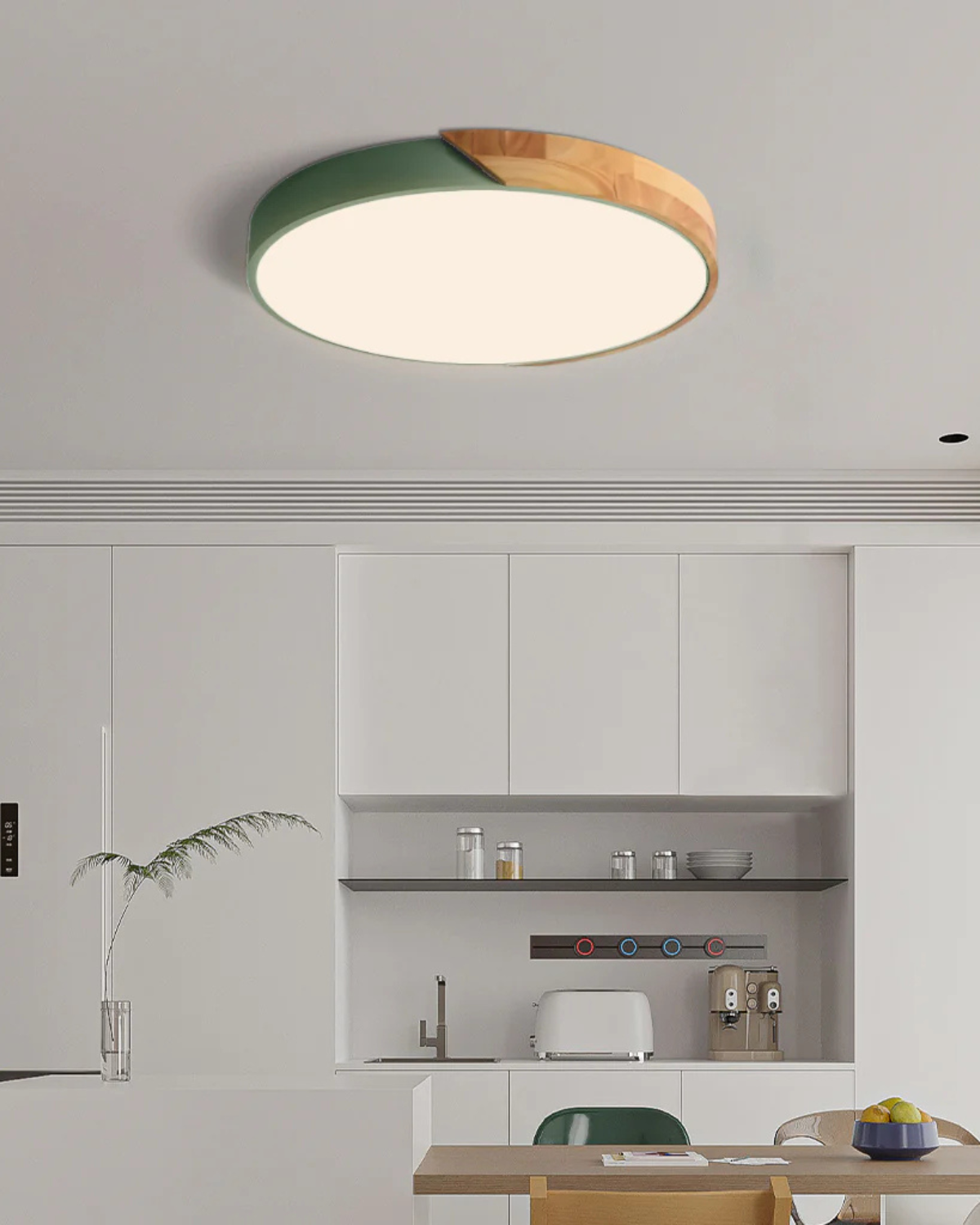 Moderne ronde plafondlamp met houtaccent en LED verlichting – minimalistische designlamp in 23 30 40 50 en 60 cm | Sansoti