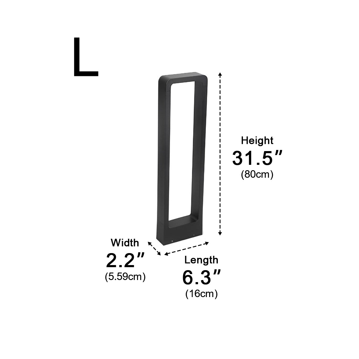Bollard Light Aluminium 80.0 cm Black 10W Garden Driveway Pathway Outdoor LED Pedestal Lamp Waterproof Warm White | Thomler