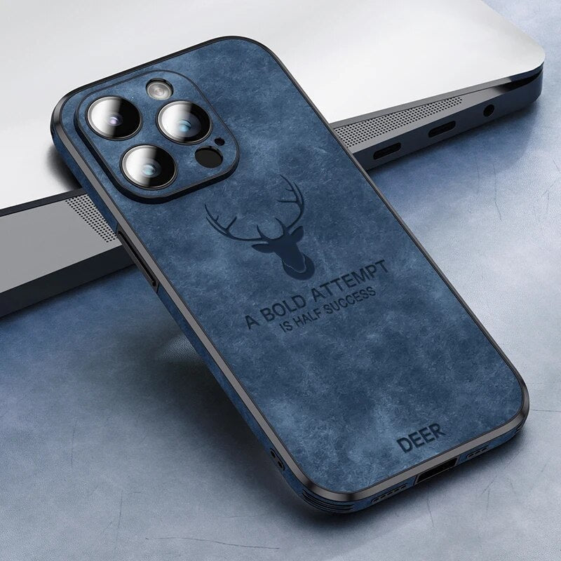 Genuine Suede iPhone Case with Camera Protection & Shock-Absorbing Silicone Liner for iPhone 12-17 | Thomler