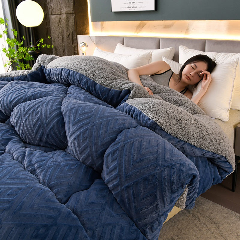 Sherpa Fleece Throw Blanket Quilted Winter Bedspread Soft Plush Heavyweight Comforter for Bed Couch Sofa Twin Full Queen King | Thomler