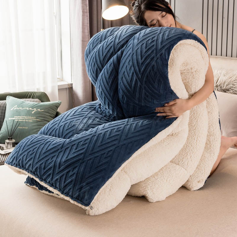 Sherpa Fleece Throw Blanket Quilted Winter Bedspread Soft Plush Heavyweight Comforter for Bed Couch Sofa Twin Full Queen King | Thomler