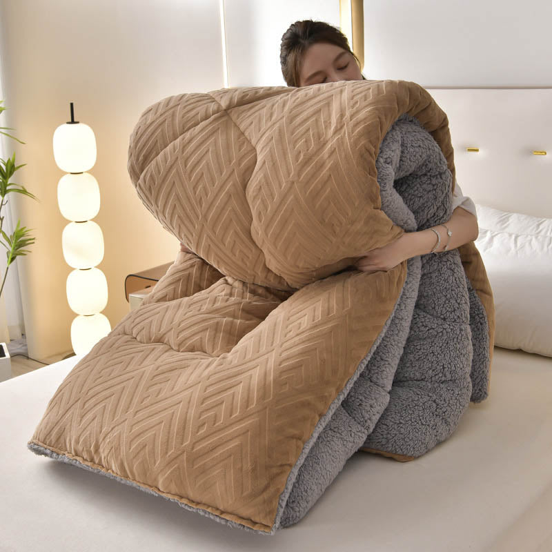 Sherpa Fleece Throw Blanket Quilted Winter Bedspread Soft Plush Heavyweight Comforter for Bed Couch Sofa Twin Full Queen King | Thomler