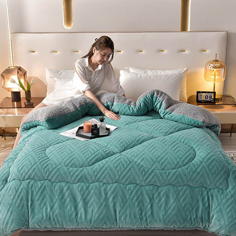 Sherpa Fleece Throw Blanket Quilted Winter Bedspread Soft Plush Heavyweight Comforter for Bed Couch Sofa Twin Full Queen King | Thomler