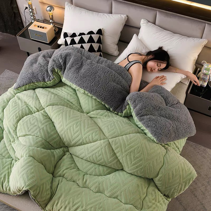 Sherpa Fleece Throw Blanket Quilted Winter Bedspread Soft Plush Heavyweight Comforter for Bed Couch Sofa Twin Full Queen King | Thomler