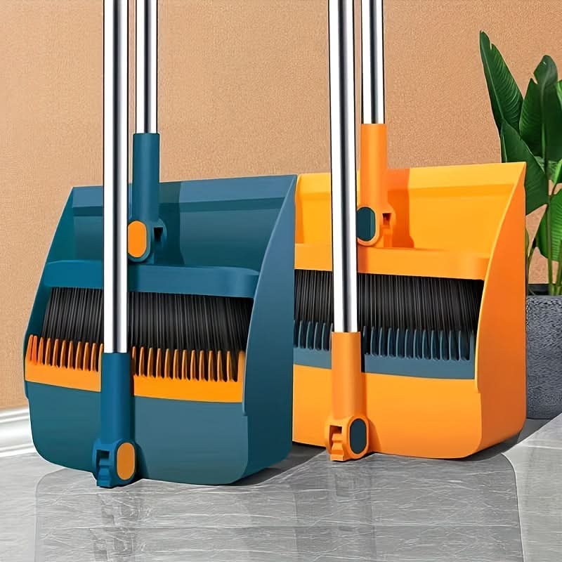Upright Sweep & Scoop Set with Extended Handle for Floors & Tile – Standup Design, Pet Hair Pickup, Space-Saving Storage | Thomler