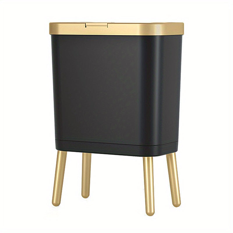 4-Gallon Pedestal Trash Can with Odor-Sealing Flip Lid – Slim Rectangular Waste Basket on Legs for Kitchen, Bathroom, Bedroom – Modern | Thomler