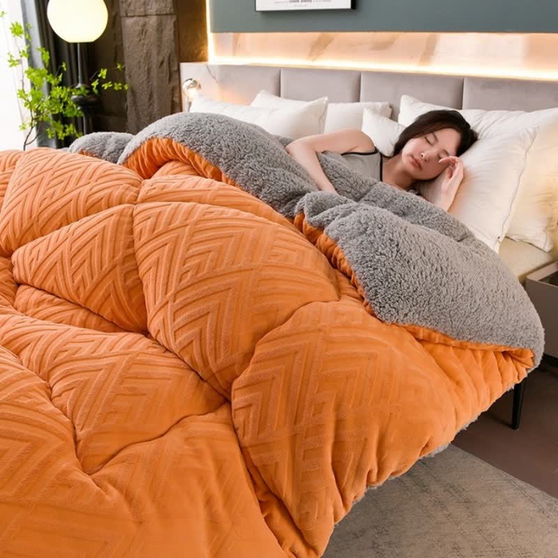 Sherpa Fleece Throw Blanket Quilted Winter Bedspread Soft Plush Heavyweight Comforter for Bed Couch Sofa Twin Full Queen King | Thomler