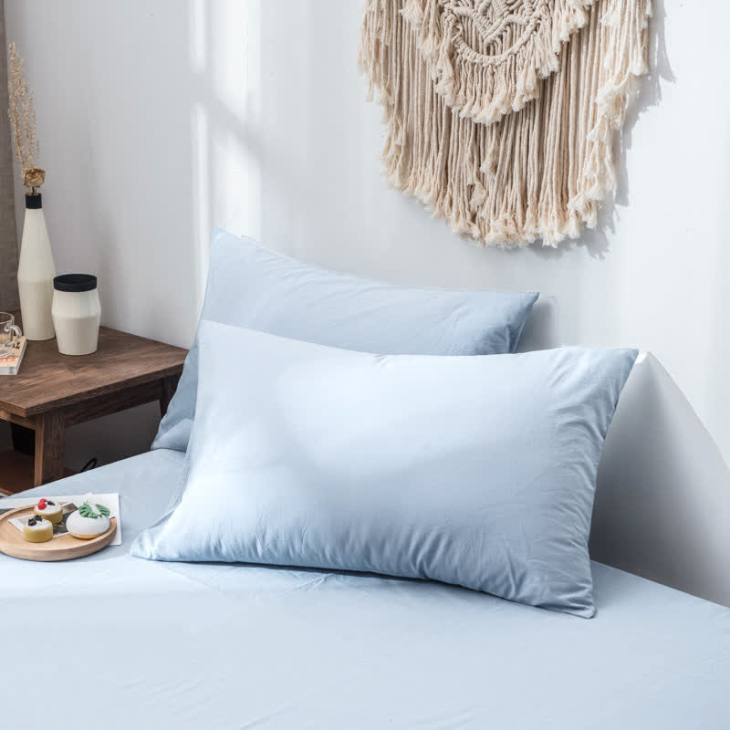 Cotton Pillowcase Set for Standard/Queen Bed | Breathable Machine Washable Pillow Covers for Bedroom | 2-Pack Soft Woven Pillow Protectors | Thomler