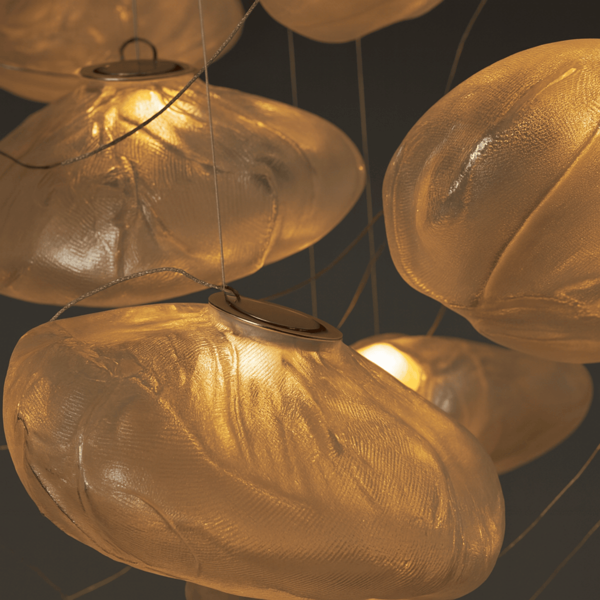 Handblown Sculptural Pendant in Warm Glass Finish for Dining Room Kitchen Island Loft Apartment | Thomler