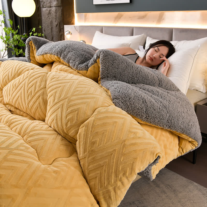 Sherpa Fleece Throw Blanket Quilted Winter Bedspread Soft Plush Heavyweight Comforter for Bed Couch Sofa Twin Full Queen King | Thomler