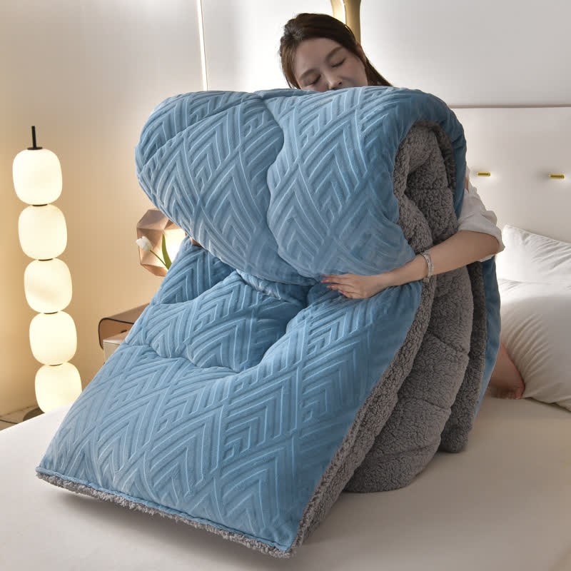 Sherpa Fleece Throw Blanket Quilted Winter Bedspread Soft Plush Heavyweight Comforter for Bed Couch Sofa Twin Full Queen King | Thomler