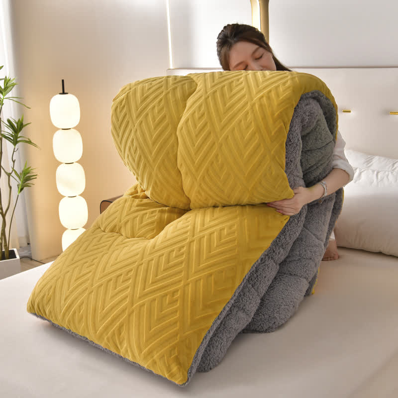 Sherpa Fleece Throw Blanket Quilted Winter Bedspread Soft Plush Heavyweight Comforter for Bed Couch Sofa Twin Full Queen King | Thomler