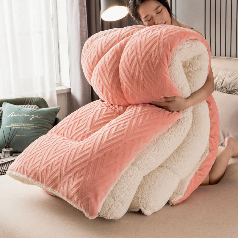 Sherpa Fleece Throw Blanket Quilted Winter Bedspread Soft Plush Heavyweight Comforter for Bed Couch Sofa Twin Full Queen King | Thomler