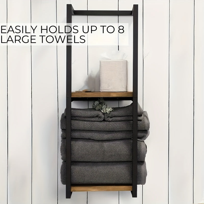 Wall-Mounted Towel Rack with Dual Tiers for Bathroom Organization | Space-Saving Stainless Steel Holder for Bath & Hand Towels | Thomler