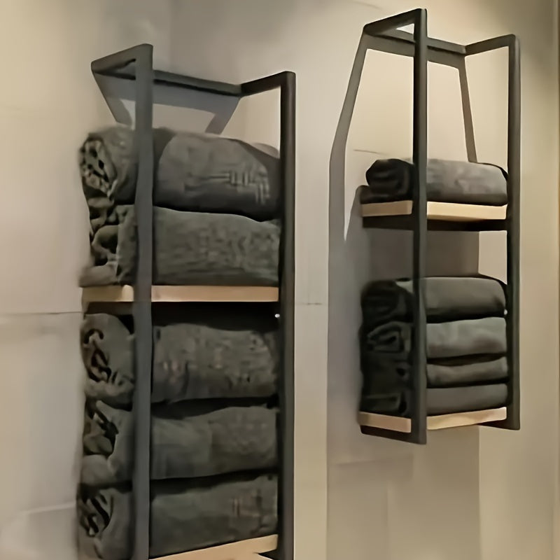 Wall-Mounted Towel Rack with Dual Tiers for Bathroom Organization | Space-Saving Stainless Steel Holder for Bath & Hand Towels | Thomler