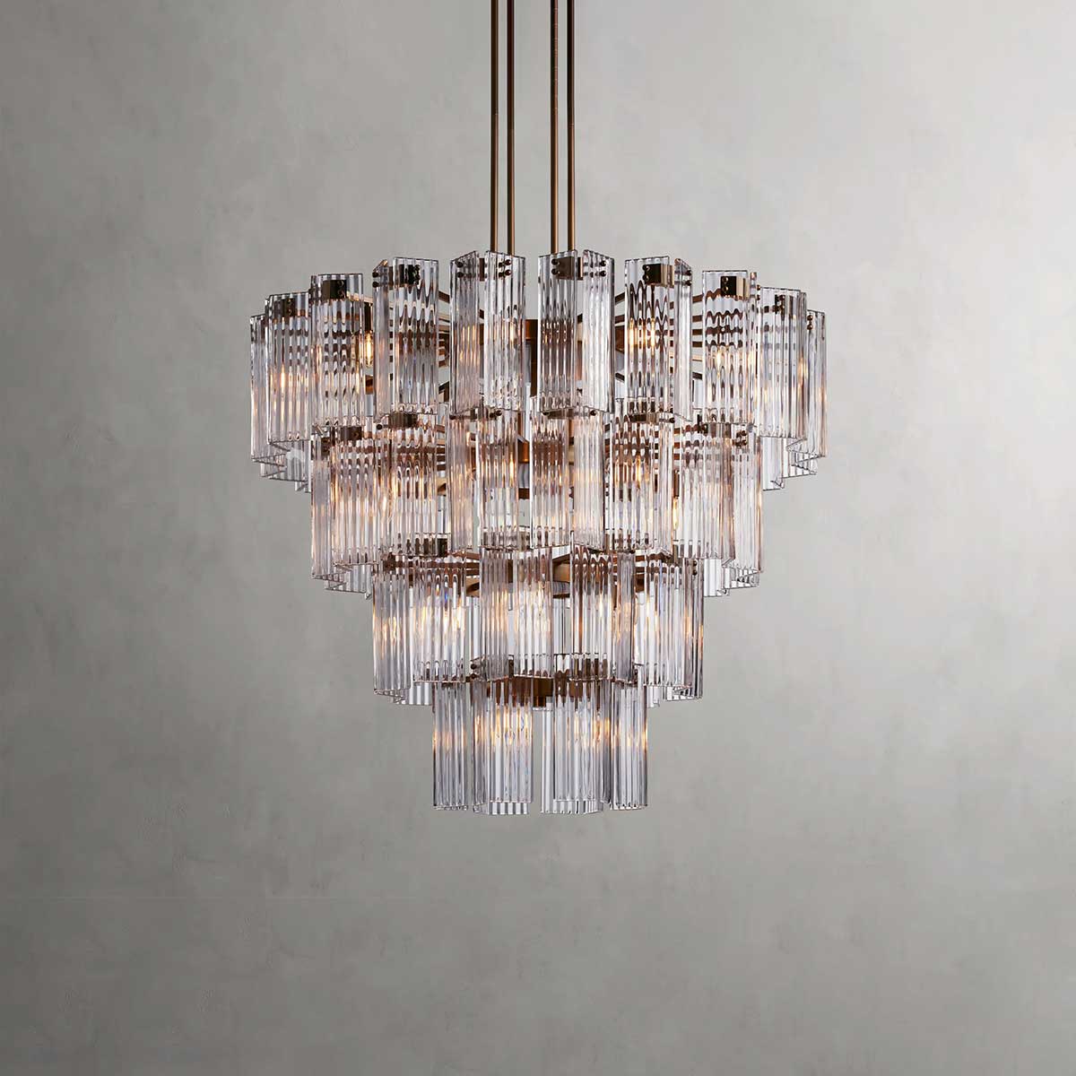 Circular Glass Panel Statement Chandelier 38-60 Inch Multi-Light Fixture for Dining Room Foyer High Ceiling Steel Frame Hanging Light | Thomler