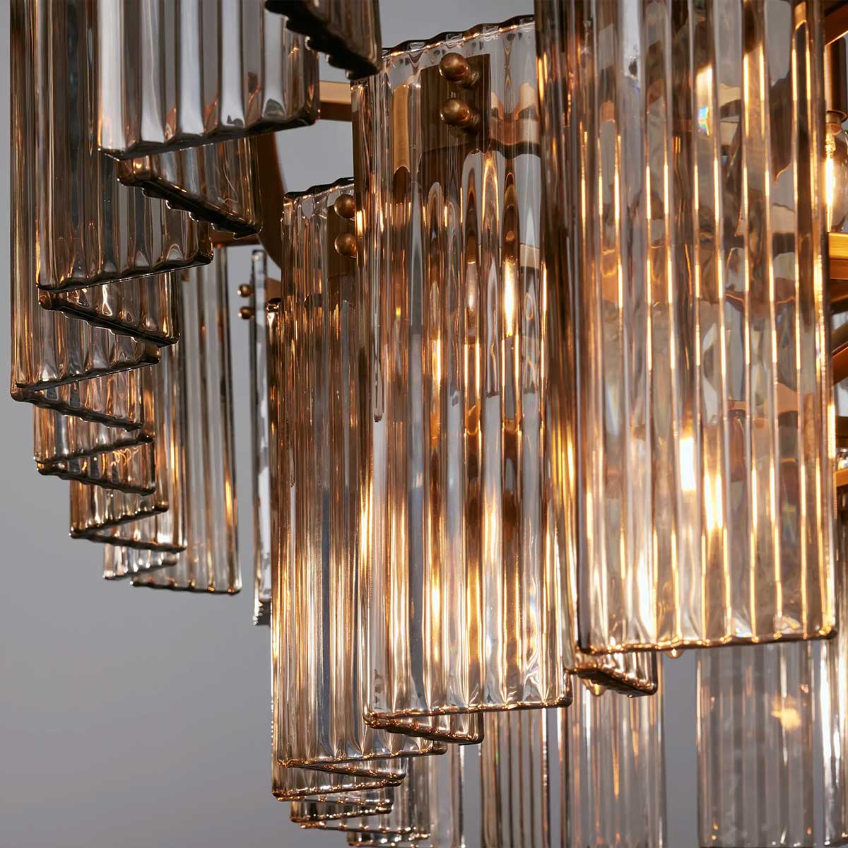 Oval Glass Panel Chandelier with Metal Frame 4-17 Lights Adjustable Height for Dining Room & Entryway | Thomler