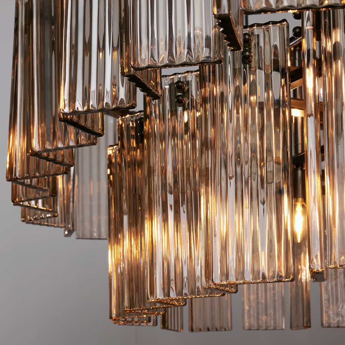 Oval Glass Panel Chandelier with Metal Frame 4-17 Lights Adjustable Height for Dining Room & Entryway | Thomler