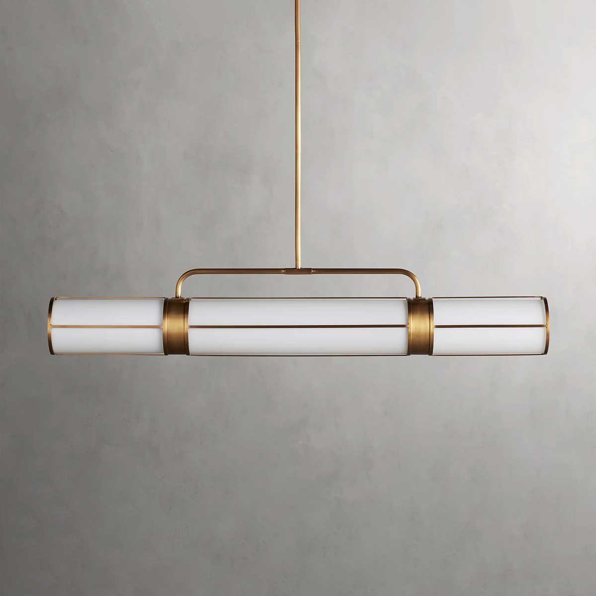 Industrial Pendant Light with Frosted Glass Tubes for Dining Room and Kitchen Island – Adjustable Drop Brass or Bronze – 4 or 5 Socket | Thomler