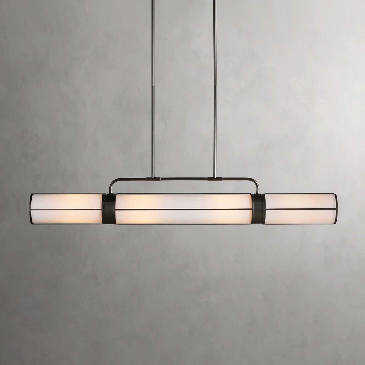 Industrial Pendant Light with Frosted Glass Tubes for Dining Room and Kitchen Island – Adjustable Drop Brass or Bronze – 4 or 5 Socket | Thomler
