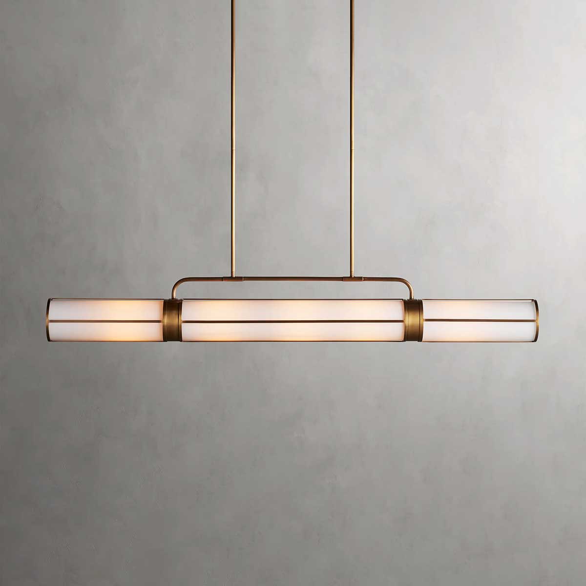 Industrial Pendant Light with Frosted Glass Tubes for Dining Room and Kitchen Island – Adjustable Drop Brass or Bronze – 4 or 5 Socket | Thomler