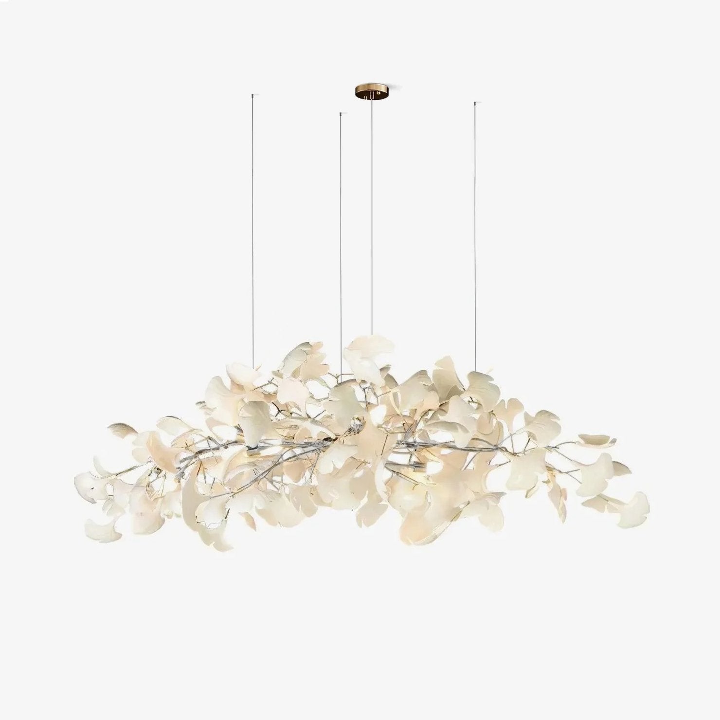Ginkgo Tree Ceramic Petal Chandelier 70 in x 27.6 in Gold Indoor Ceiling Light | Thomler